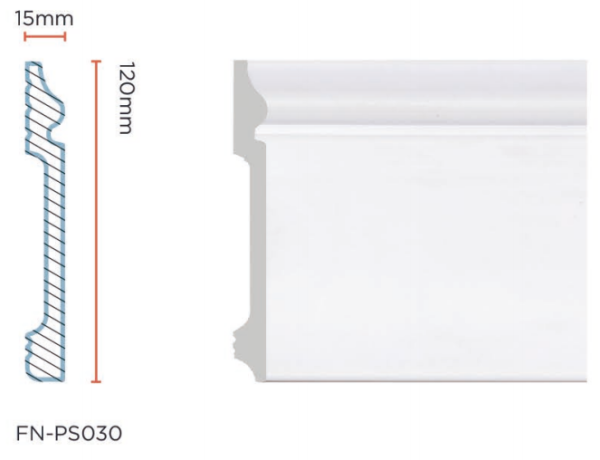 PS Skirting Board for Flooring 120*15mm FN-PS030 PS Skirting Board for Flooring 120*15mm FN-PS030