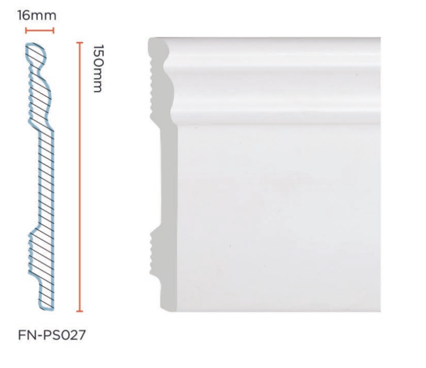 PS Skirting Board for Flooring 150*16mm FN-PS027 PS Skirting Board for Flooring 150*16mm FN-PS027