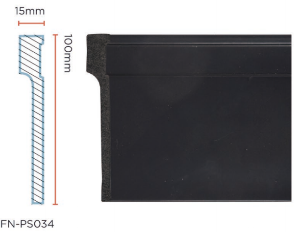 PS Skirting Board for Flooring black 100*15mm FN-PS034 PS Skirting Board for Flooring black 100*15mm FN-PS034